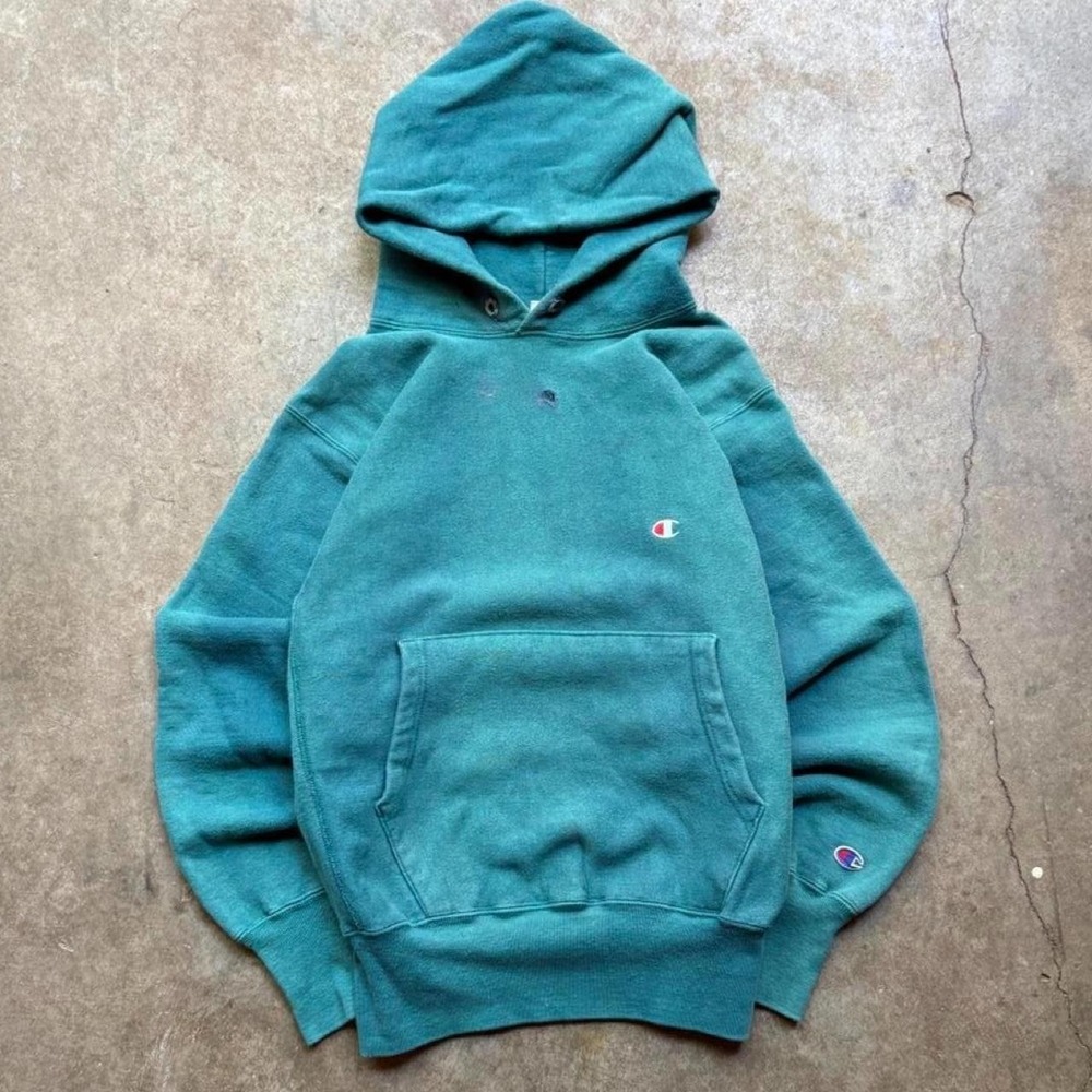 Vintage 90s made in USA Champion teal hoodie Women's Size Medium